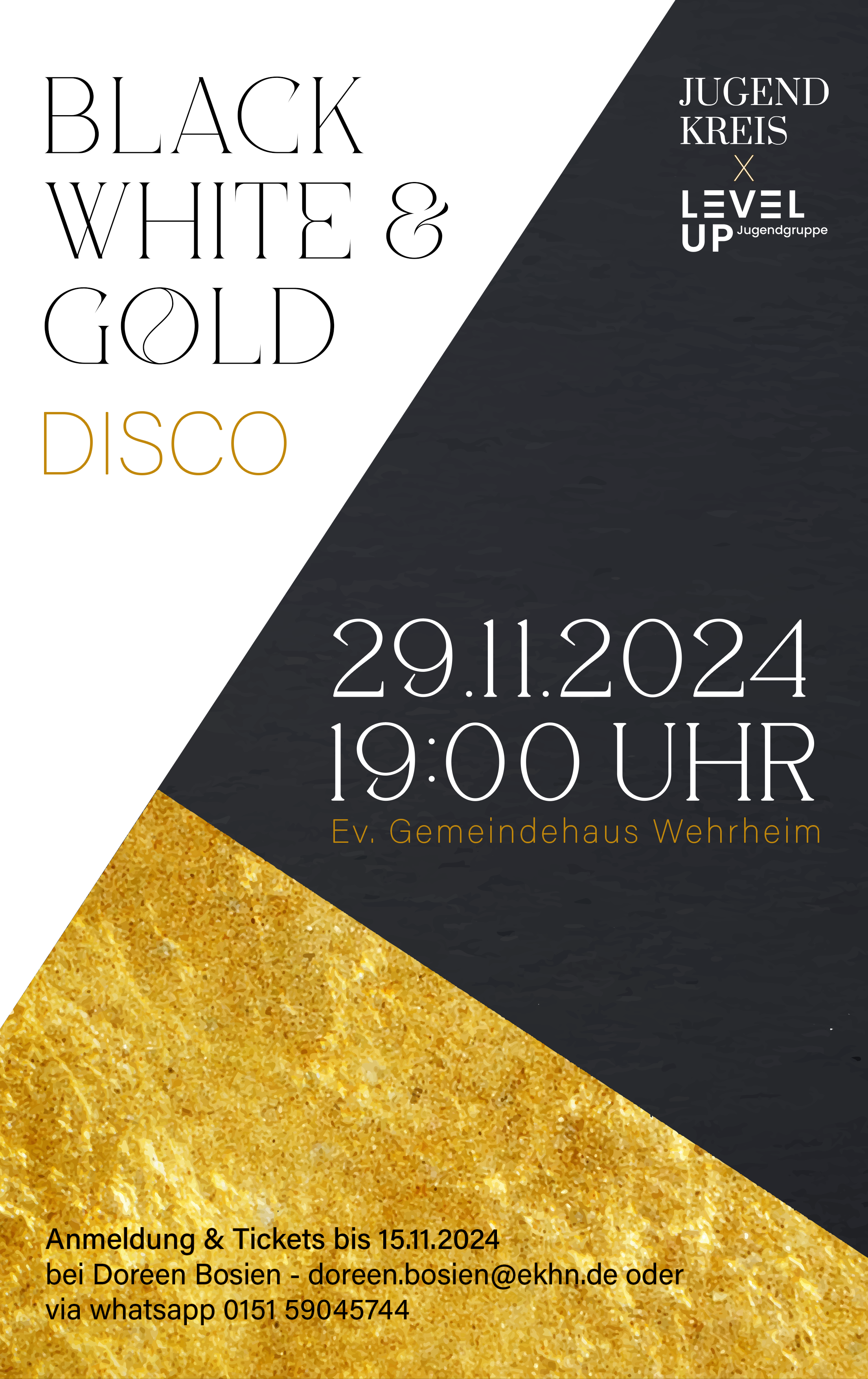 CROSSOVER EVENT: black white & gold Disco